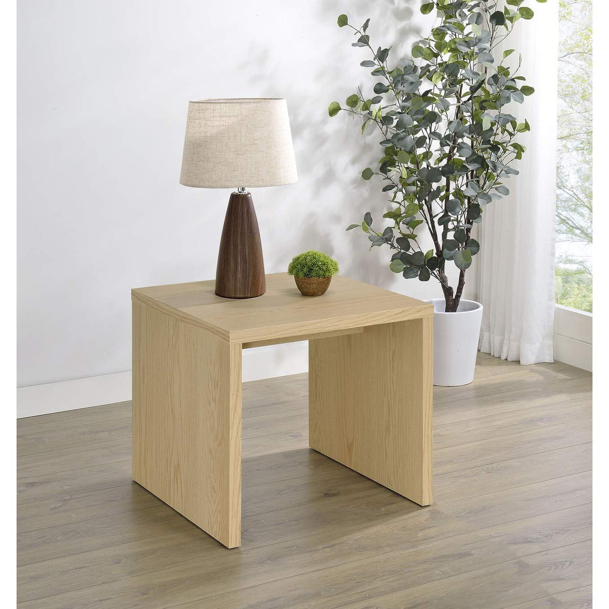 706347 Canoga Engineered Wood Accent Side End Table Light Oak
