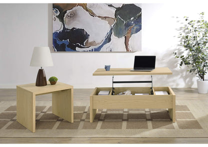706348-S2 Canoga 2-piece Lift Top Cocktail Coffee Table Set Light Oak
