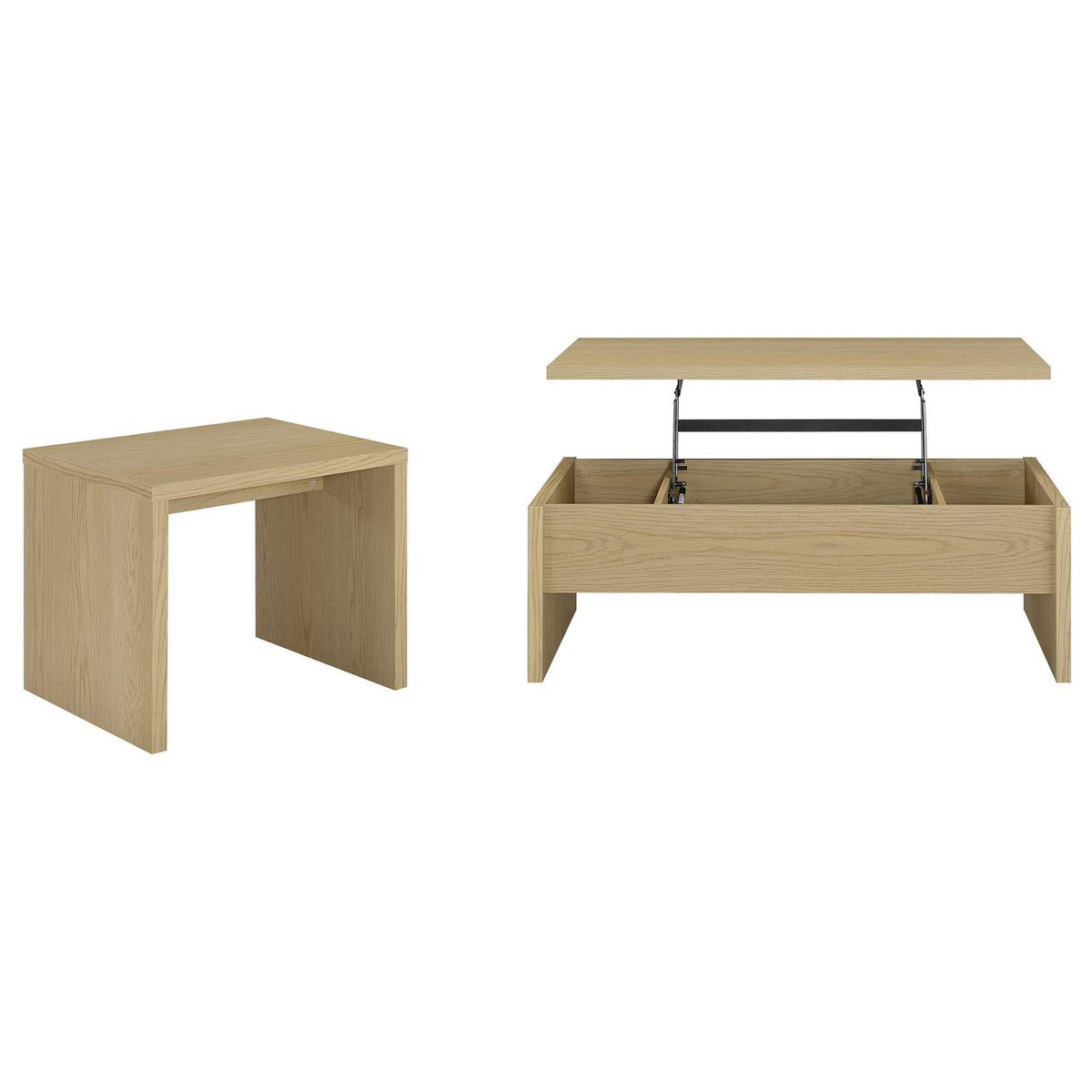 706348-S2 Canoga 2-piece Lift Top Cocktail Coffee Table Set Light Oak