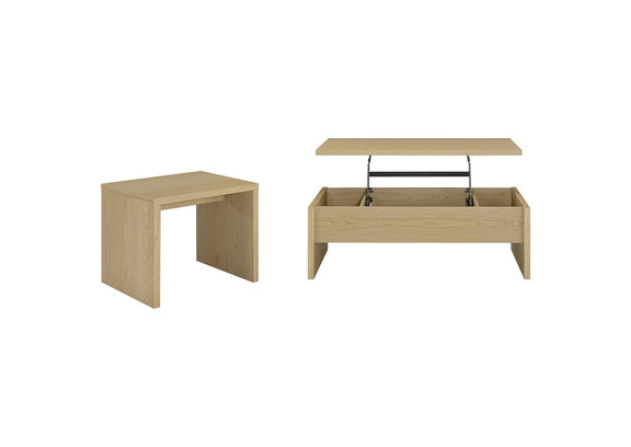 706348-S2 Canoga 2-piece Lift Top Cocktail Coffee Table Set Light Oak
