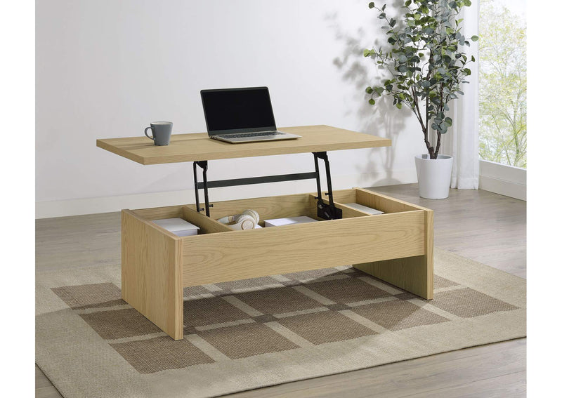 706348 Canoga Engineered Wood Lift Top Coffee Table Light Oak
