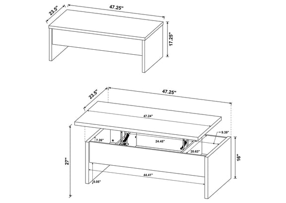 706348 Canoga Engineered Wood Lift Top Coffee Table Light Oak