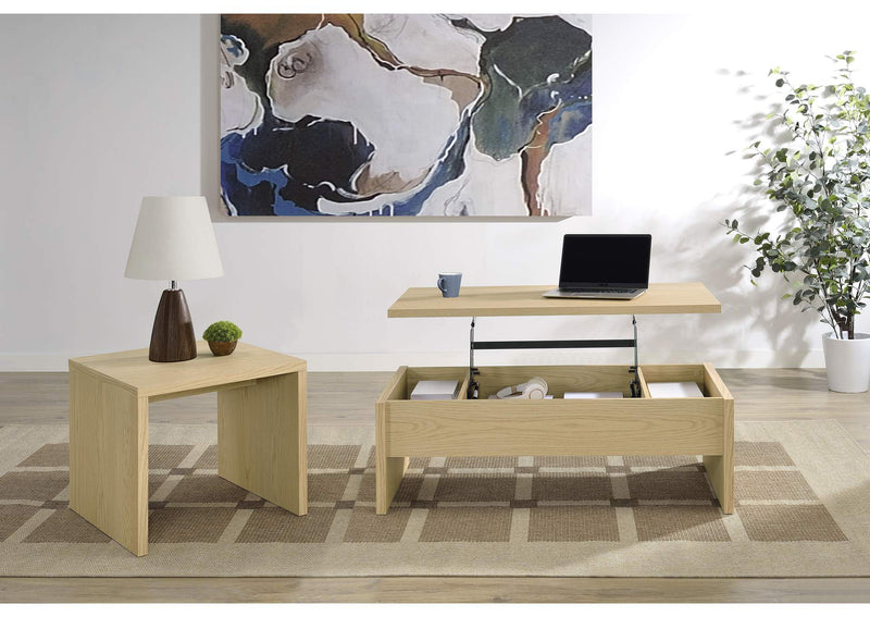706348 Canoga Engineered Wood Lift Top Coffee Table Light Oak