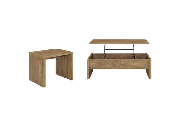 706358-S2 Canoga 2-piece Lift Top Cocktail Coffee Table Set Mango
