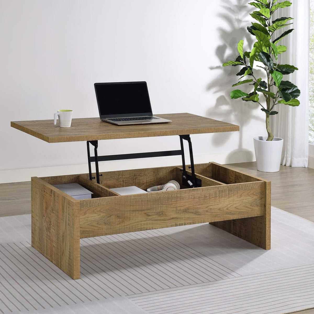 706358 Canoga Engineered Wood Lift Top Cocktail Coffee Table Mango