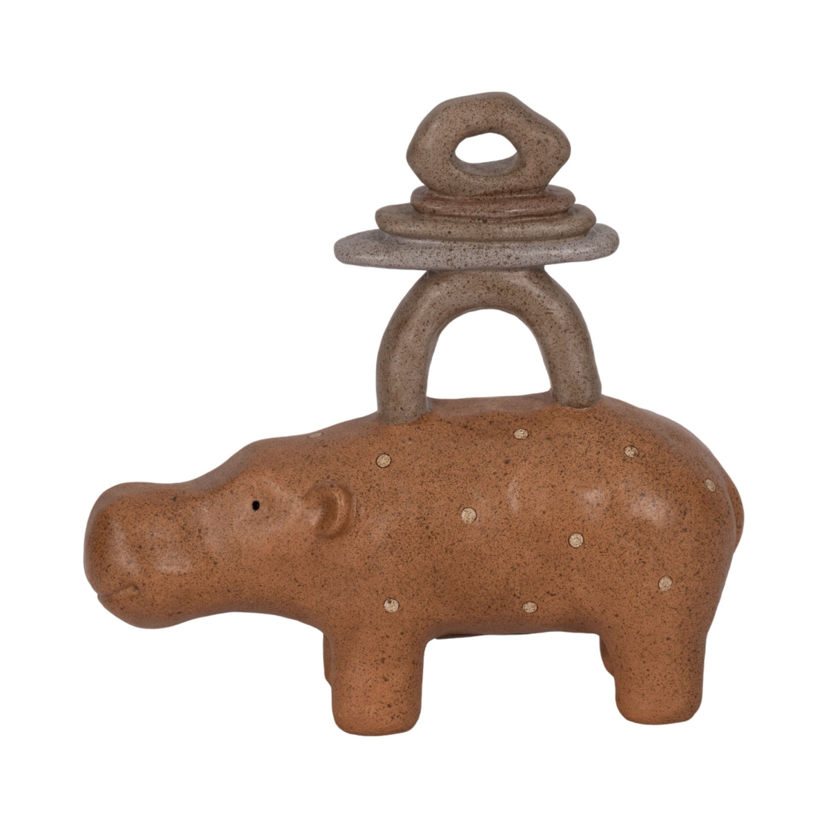 8" Hippo With Stacked Stones - Multi
