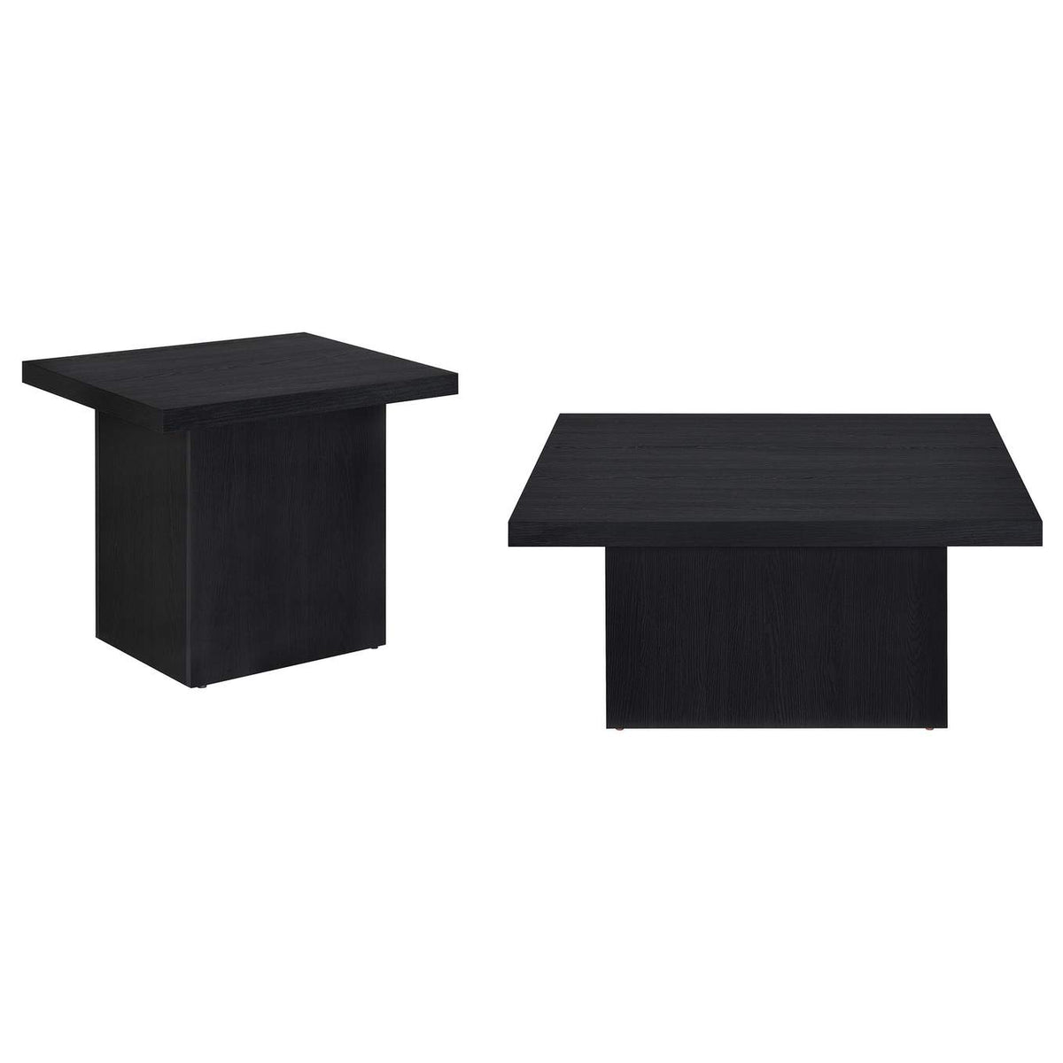 706408-S2 Devar 2-piece Square Cocktail Coffee End Table Set Black
