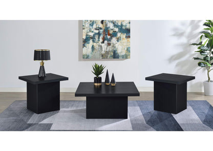 706408-S3 Devar 3-piece Square Cocktail Coffee End Table Set Black