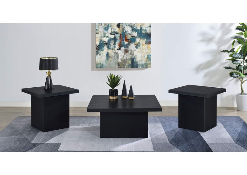706408-S3 Devar 3-piece Square Cocktail Coffee End Table Set Black
