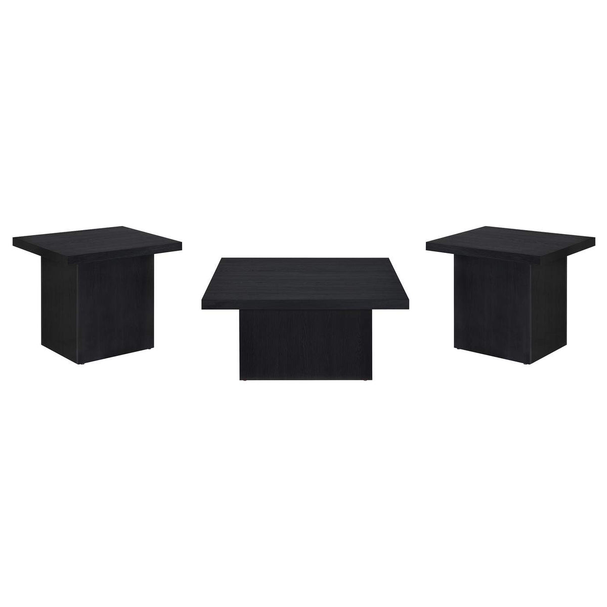 706408-S3 Devar 3-piece Square Cocktail Coffee End Table Set Black