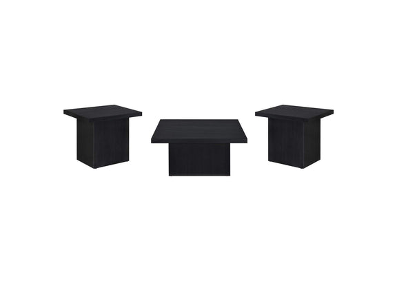 706408-S3 Devar 3-piece Square Cocktail Coffee End Table Set Black