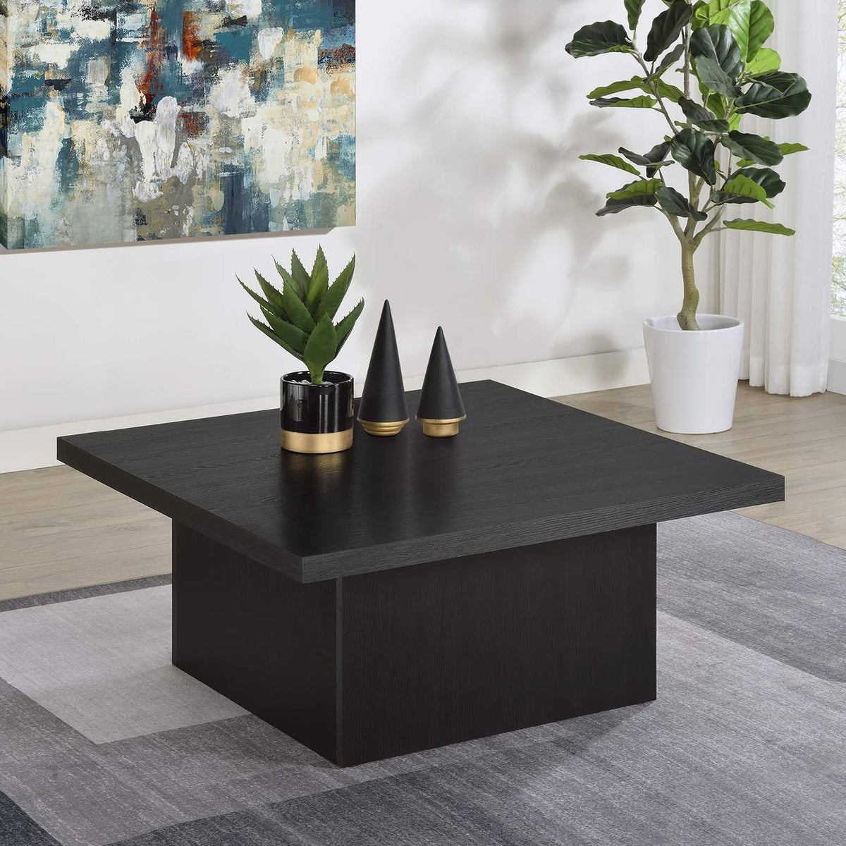 706408 Devar Square Engineered Wood Cocktail Coffee Table Black
