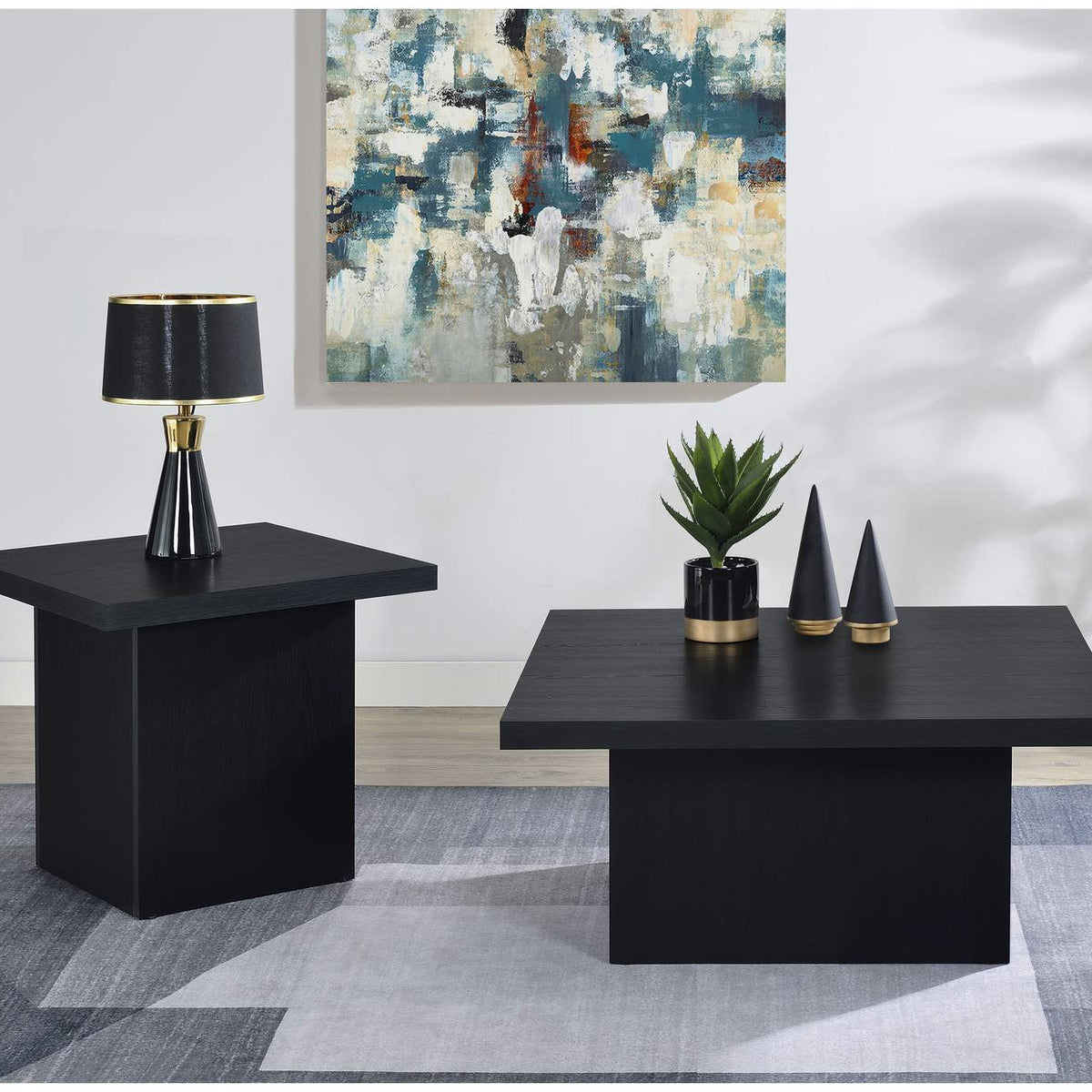 706408 Devar Square Engineered Wood Cocktail Coffee Table Black