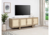 706583 Kailani 79-inch 4-door Cane TV Stand Media Console Beige Oak