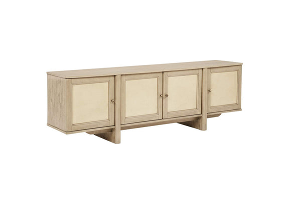 706583 Kailani 79-inch 4-door Cane TV Stand Media Console Beige Oak