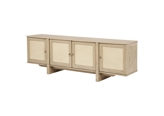 706583 Kailani 79-inch 4-door Cane TV Stand Media Console Beige Oak