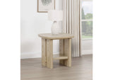 706587 Kailani Coastal Square End Side Table with Shelf Beige Oak