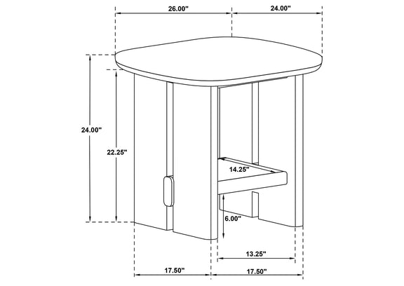 706587 Kailani Coastal Square End Side Table with Shelf Beige Oak