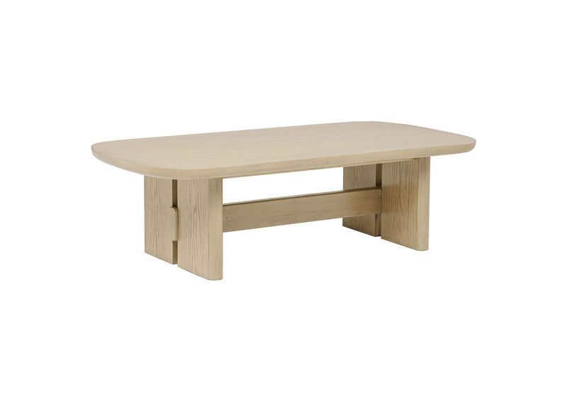 706588-S2 Kailani 2-piece Coastal Coffee and End Table Set Beige Oak