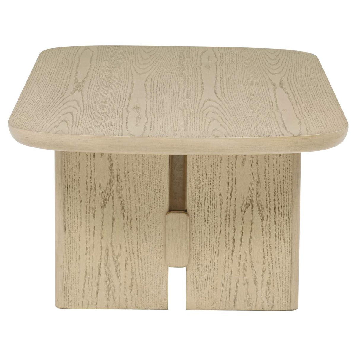 706588-S2 Kailani 2-piece Coastal Coffee and End Table Set Beige Oak