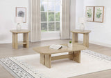 706588-S3 Kailani 3-piece Coastal Coffee and End Table Set Beige Oak