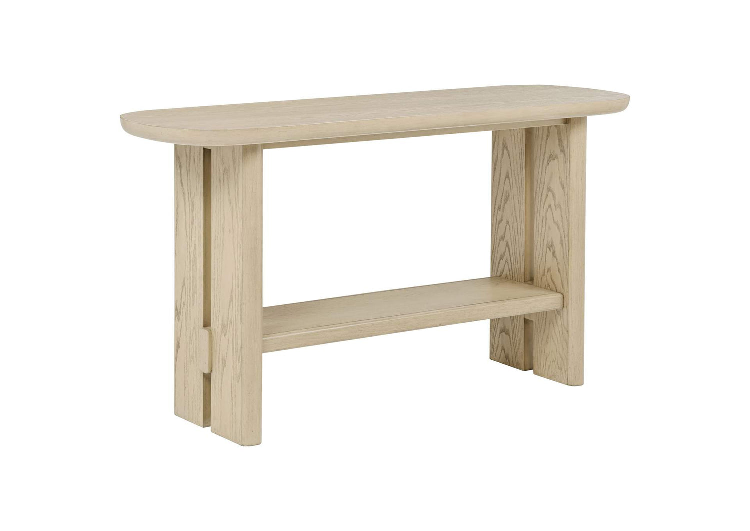 706589 Kailani Coastal Sofa Console Table with Shelf Beige Oak