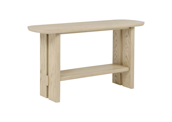 706589 Kailani Coastal Sofa Console Table with Shelf Beige Oak