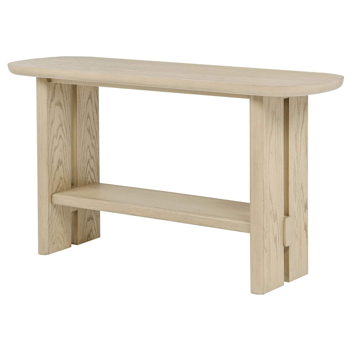 706589 Kailani Coastal Sofa Console Table with Shelf Beige Oak