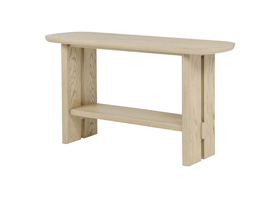 706589 Kailani Coastal Sofa Console Table with Shelf Beige Oak