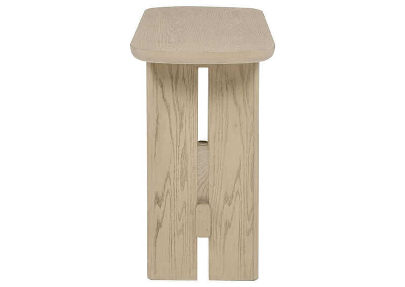 706589 Kailani Coastal Sofa Console Table with Shelf Beige Oak