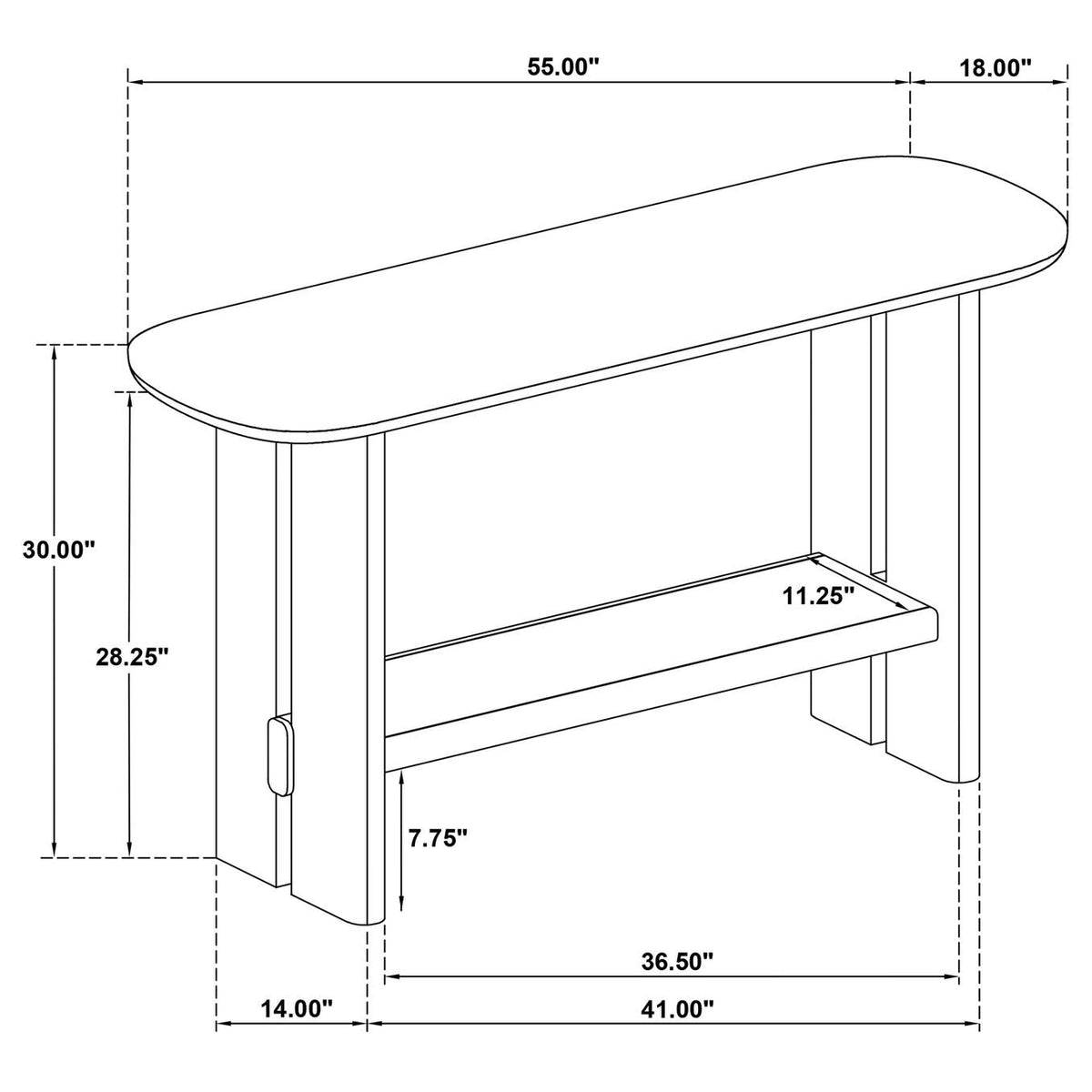 706589 Kailani Coastal Sofa Console Table with Shelf Beige Oak