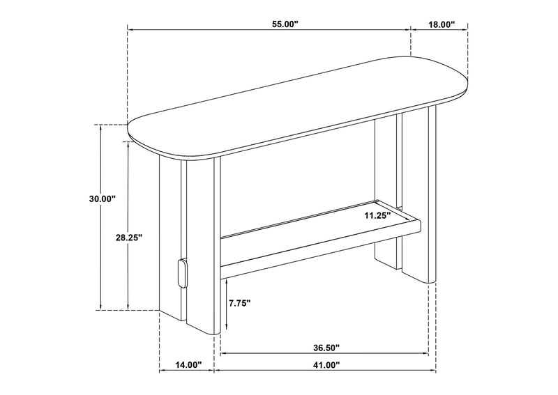 706589 Kailani Coastal Sofa Console Table with Shelf Beige Oak