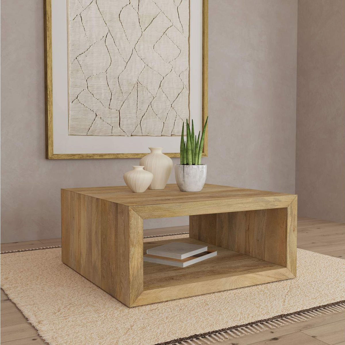 706838 Benton Square Solid Mango Wood Coffee Table Natural