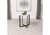 707697 Tobin Square Marble Top End Table White and Black
