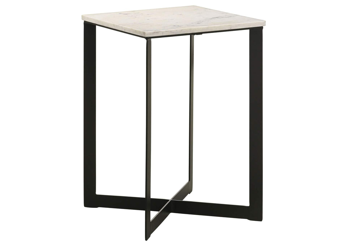 Tobin Square Marble Top End Table White and Black