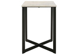 707697 Tobin Square Marble Top End Table White and Black