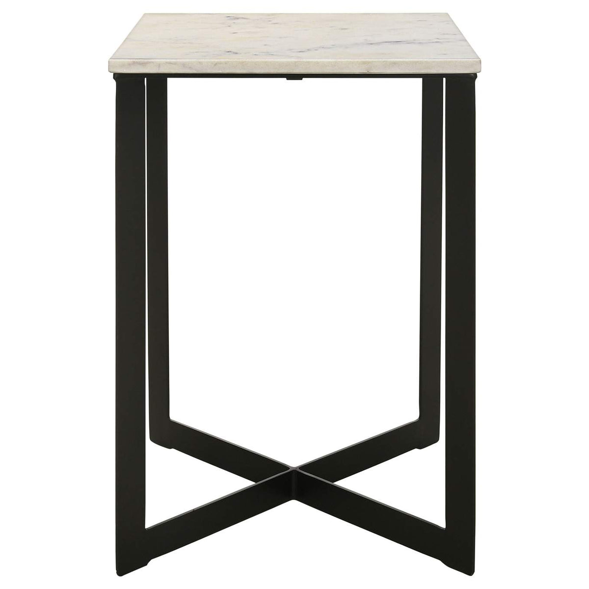 707698-S2 Tobin 2-piece Marble Top Coffee and End Table Set White