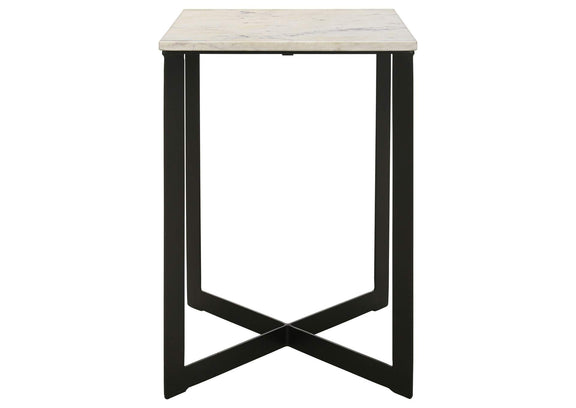 707698-S2 Tobin 2-piece Marble Top Coffee and End Table Set White
