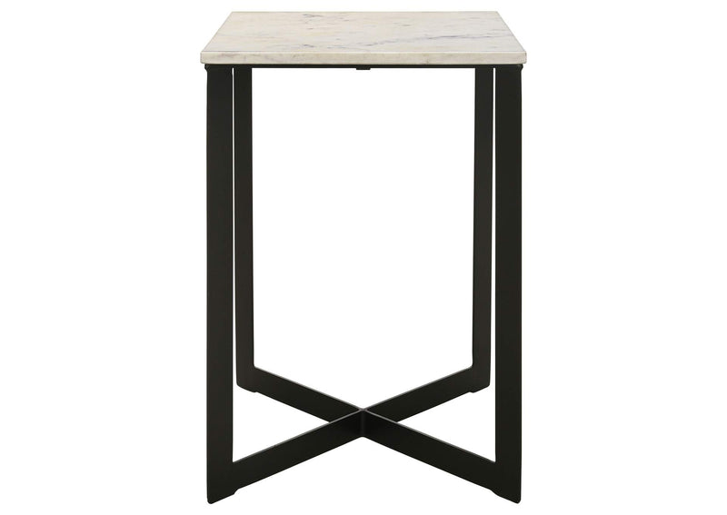 707698-S2 Tobin 2-piece Marble Top Coffee and End Table Set White