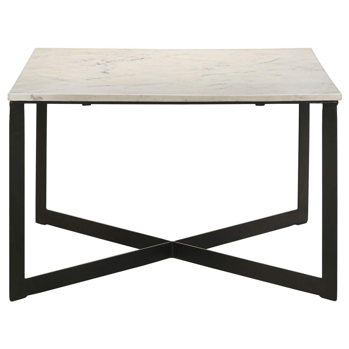 707698-S2 Tobin 2-piece Marble Top Coffee and End Table Set White