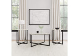 707698-S3 Tobin 3-piece Marble Top Coffee and End Table Set White