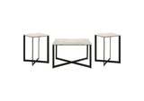 707698-S3 Tobin 3-piece Marble Top Coffee and End Table Set White