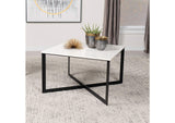 707698 Tobin Square Marble Top Coffee Table White and Black
