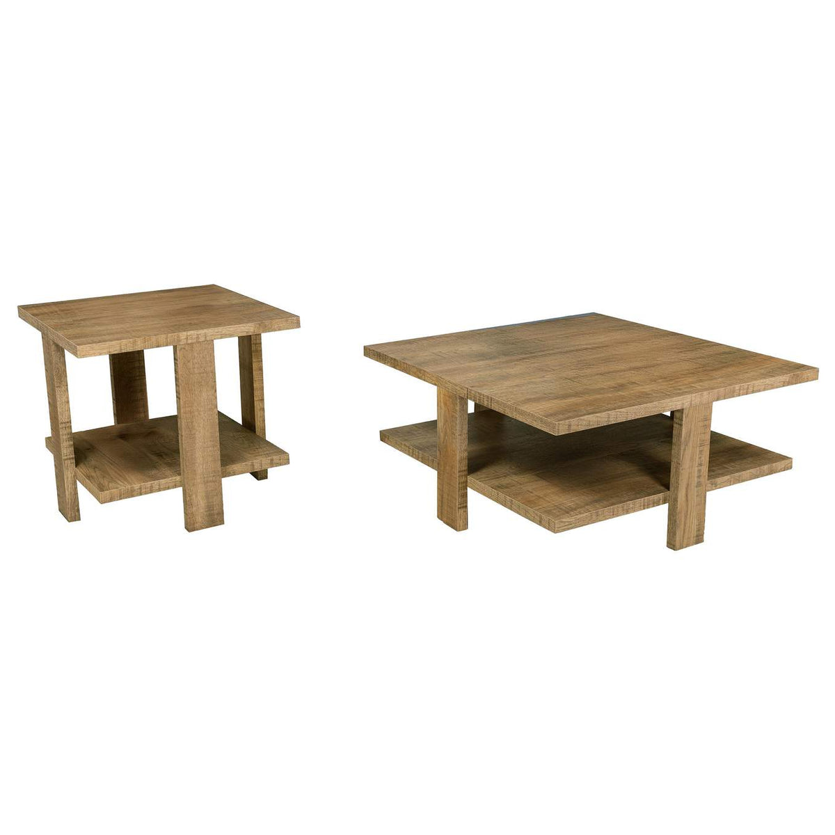 707718-S2 Dawn 2-piece Round Coffee and End Table Set Mango Brown