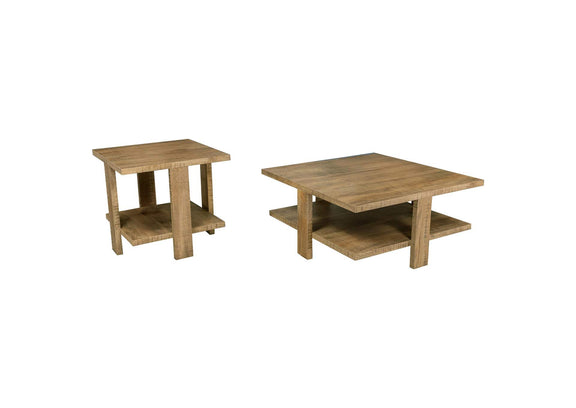 707718-S2 Dawn 2-piece Round Coffee and End Table Set Mango Brown