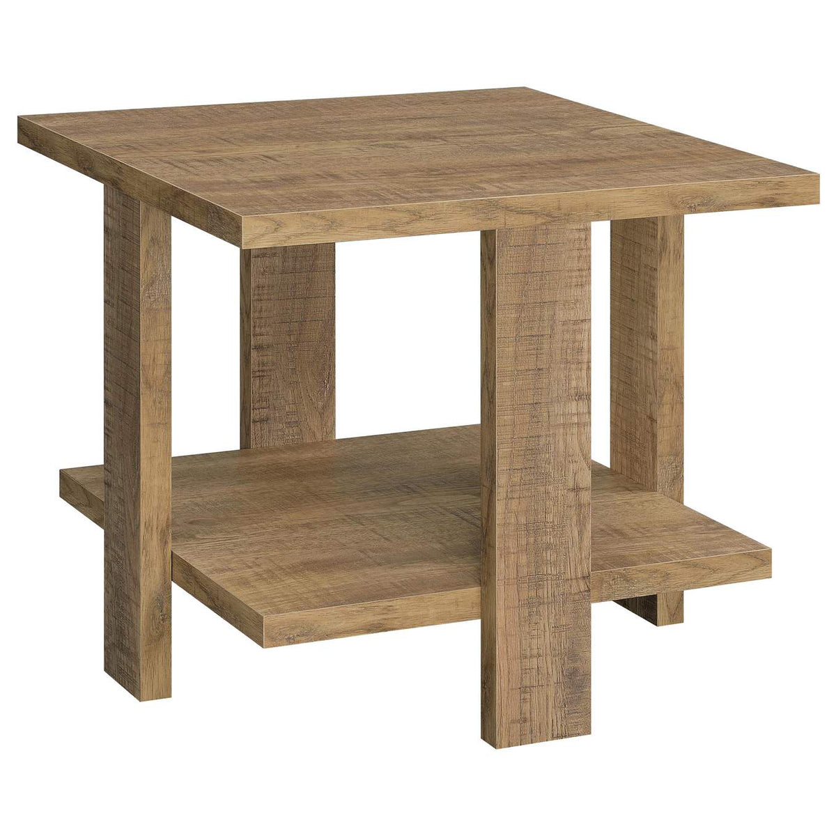 707718-S2 Dawn 2-piece Round Coffee and End Table Set Mango Brown