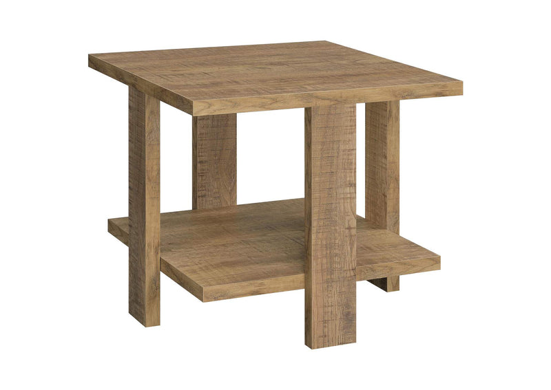 707718-S3 Dawn 3-piece Round Coffee and End Table Set Mango Brown