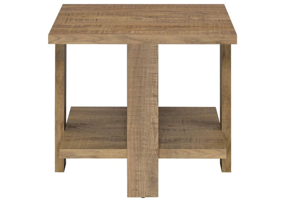 707718-S3 Dawn 3-piece Round Coffee and End Table Set Mango Brown