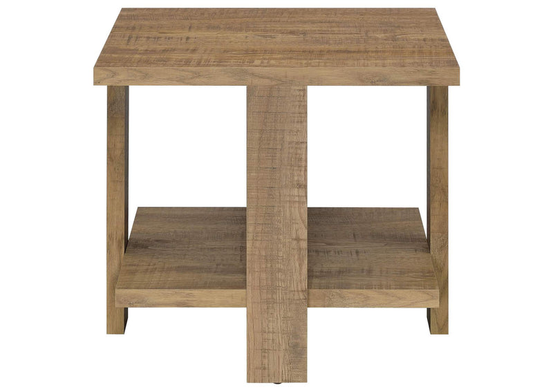 707718-S3 Dawn 3-piece Round Coffee and End Table Set Mango Brown