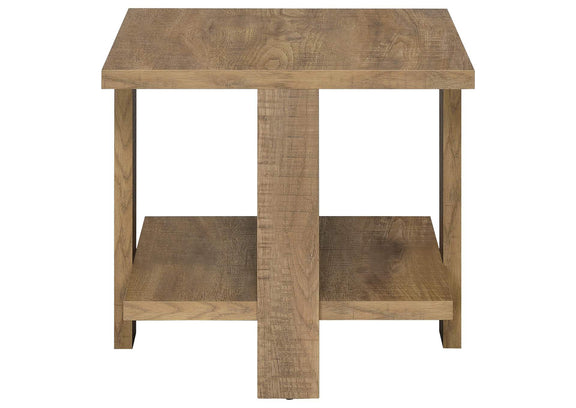 707718-S3 Dawn 3-piece Round Coffee and End Table Set Mango Brown